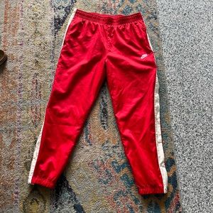 Nike pants red and white, XL with buttons on the side and zipper pockets